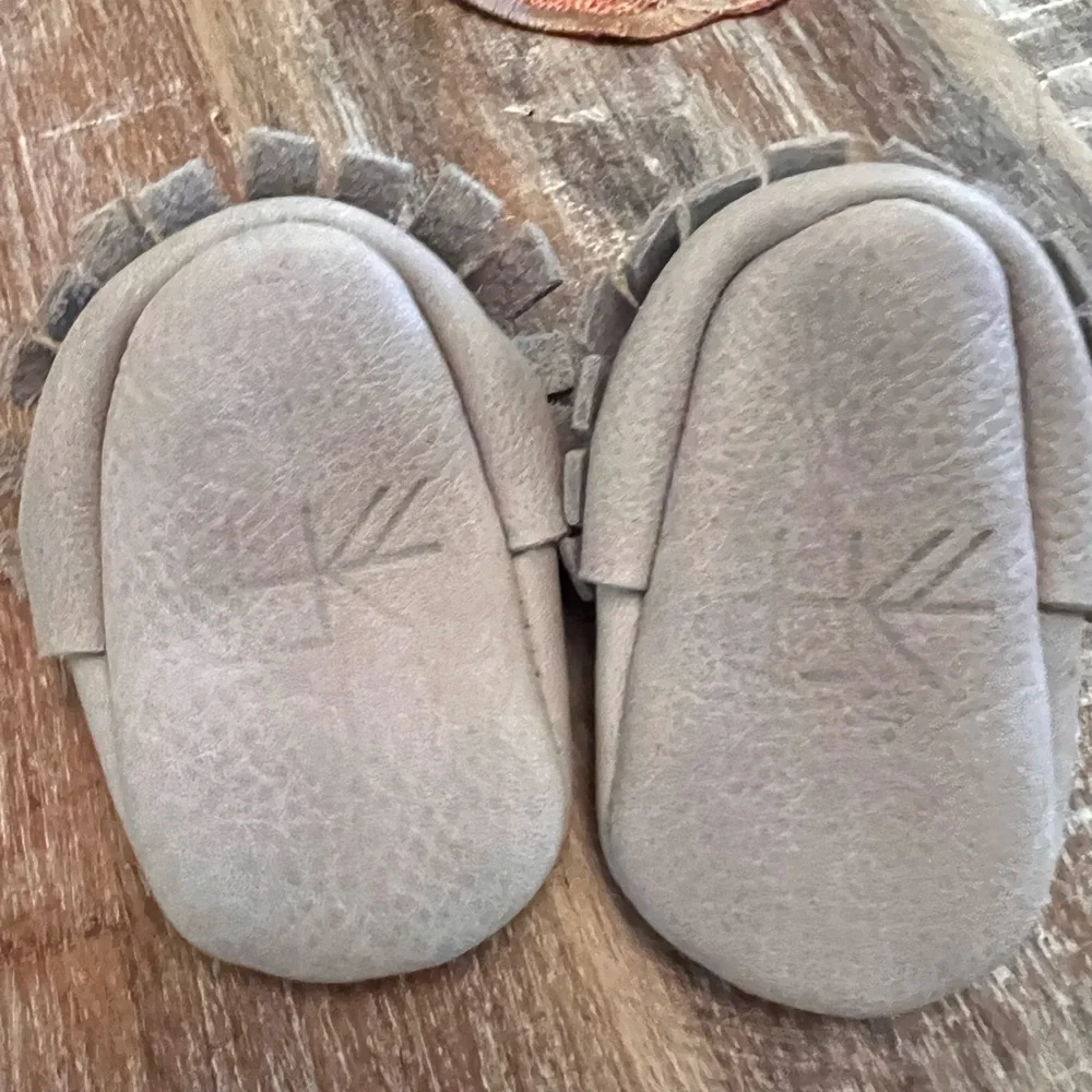 Freshly picked size 0 grey baby moccasins